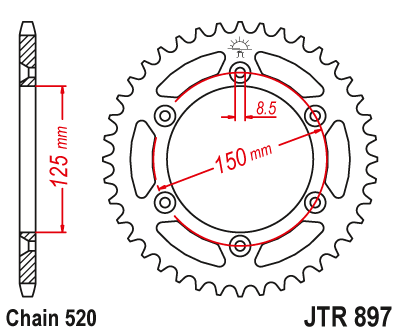 Купить запчасть JT - JTR89750 Звезда задняя 520