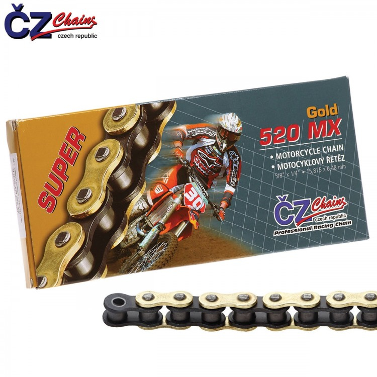 Купить запчасть CZ - 520MX112 Цепь  CZ  520 MX Gold  112