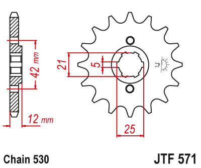 Купить запчасть JT - JTF57117 Звезда передняя 530