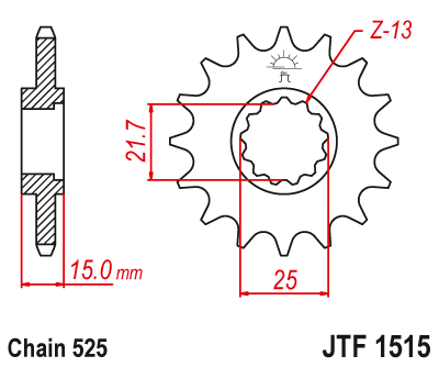Купить запчасть JT - JTF151515 Звезда передняя 525 (PBR 2082.15) 