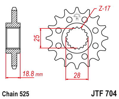 Купить запчасть JT - JTF70416 Звезда передняя 525