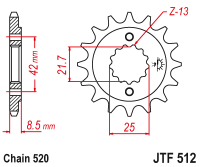 Купить запчасть JT - JTF51216 Звезда передняя 520