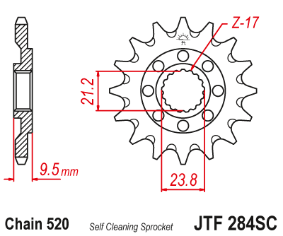 Купить запчасть JT - JTF28413SC Звезда передняя самоочищающаяся 520